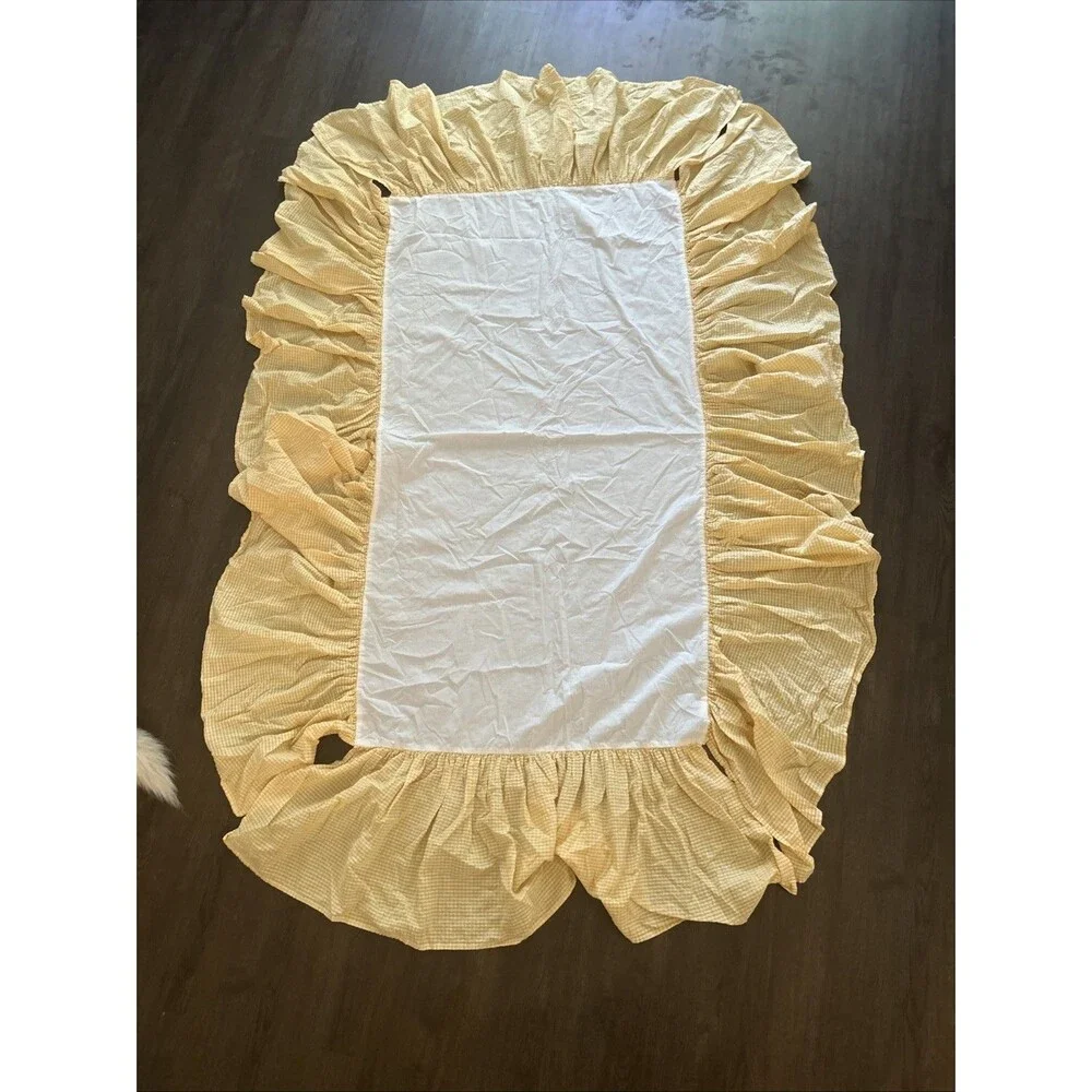 Vtg Barnyard Baby Quilt Crib Size Chickens Duck Cow Gingham And Crib Dust Ruffle